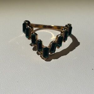 Fashion Jewelry Gold and Green Statement Ring